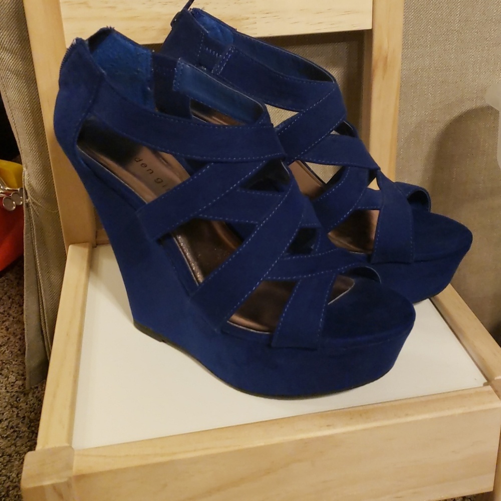 Royal blue madden girl wedge sandals